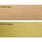 Melamineblad T566 met afgeronde hoeken en messing/koper rand