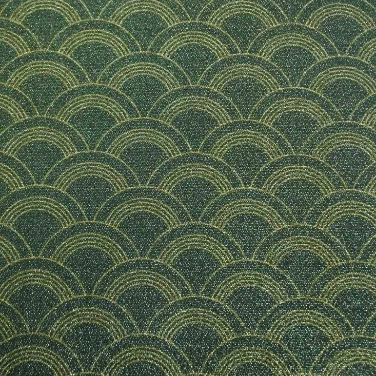 18099 Semicircles dark green Poef met print