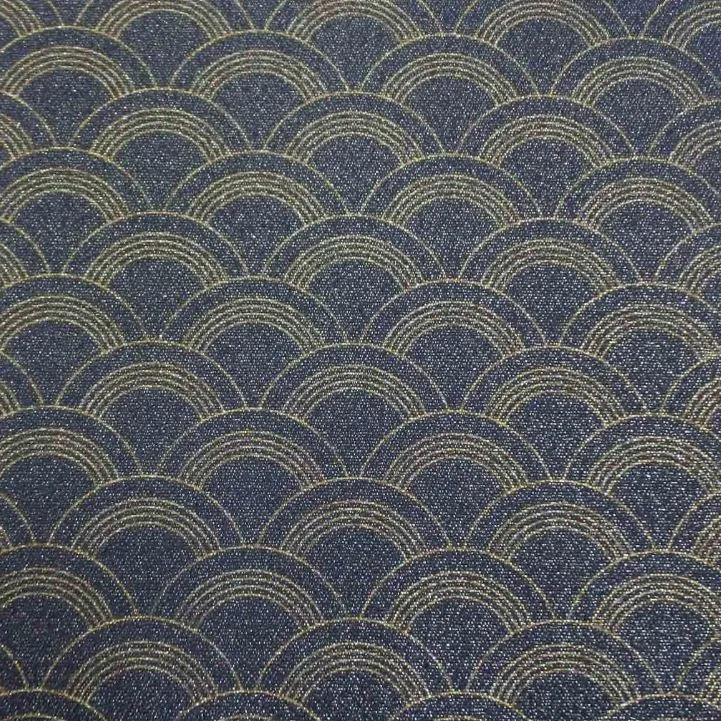 18099 Semicircles royal blue Poef met print