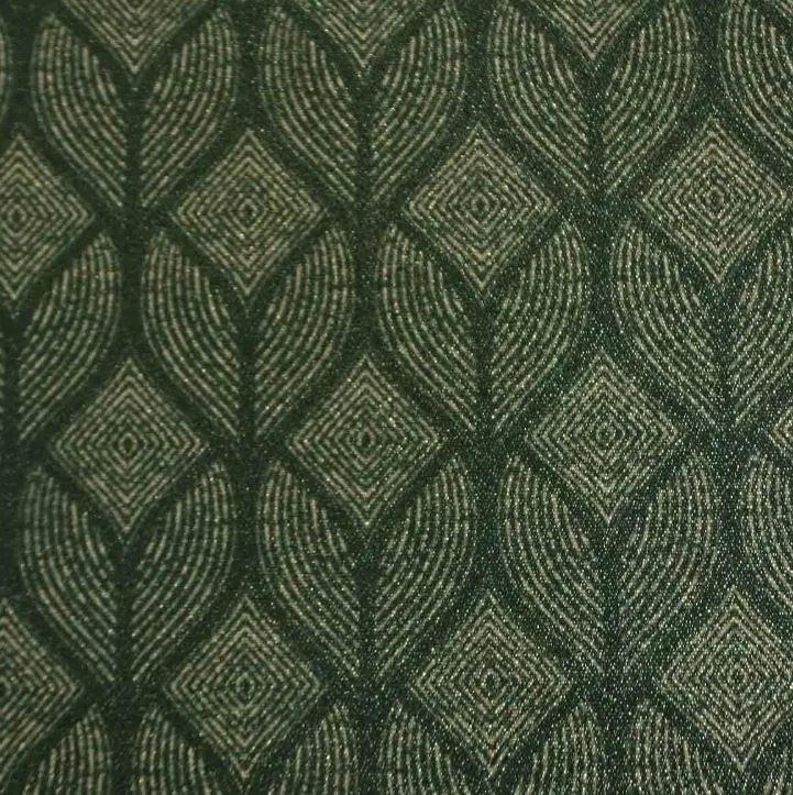 18104 Abstract geometric dark green Poef met print