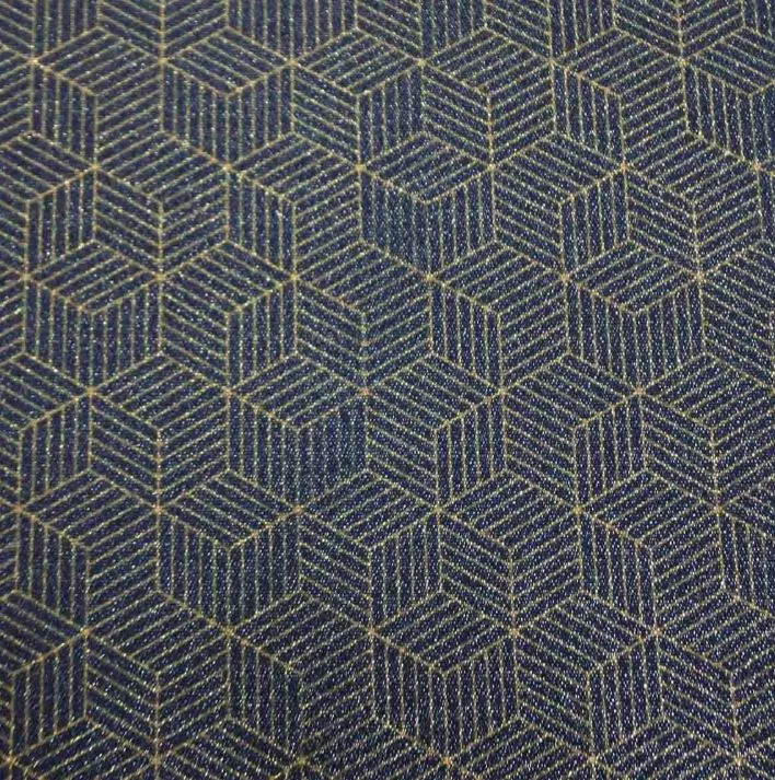 18107 striped cube royal blue Poef met print
