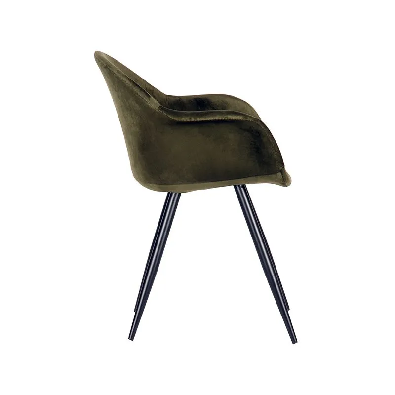 Floris-velvet-legergroen zijkant Stoel Floris Velvet legergroen