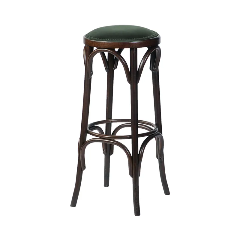 Barkruk Weener noten met groene zitting Barkruk Weener walnut met groene zitting