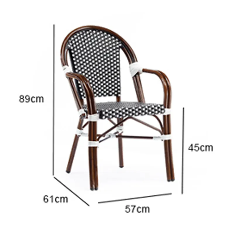 Belle met arm afmetingen Terrasstoel Belle zwart/wit met arm