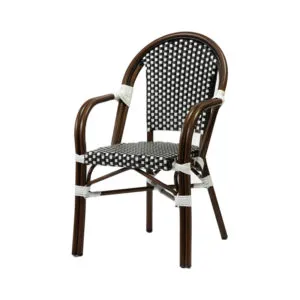 Belle zwart wit met arm Terrasstoel Belle zwart/wit met arm