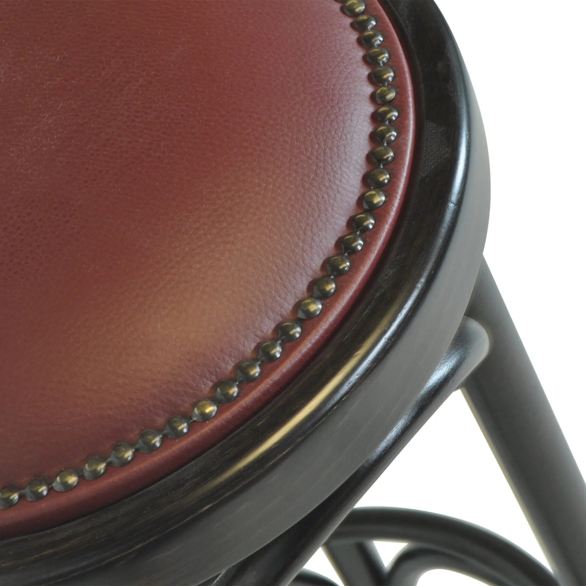 Barkruk Weener walnut met rode zitting detail Barkruk Weener walnut met rode zitting