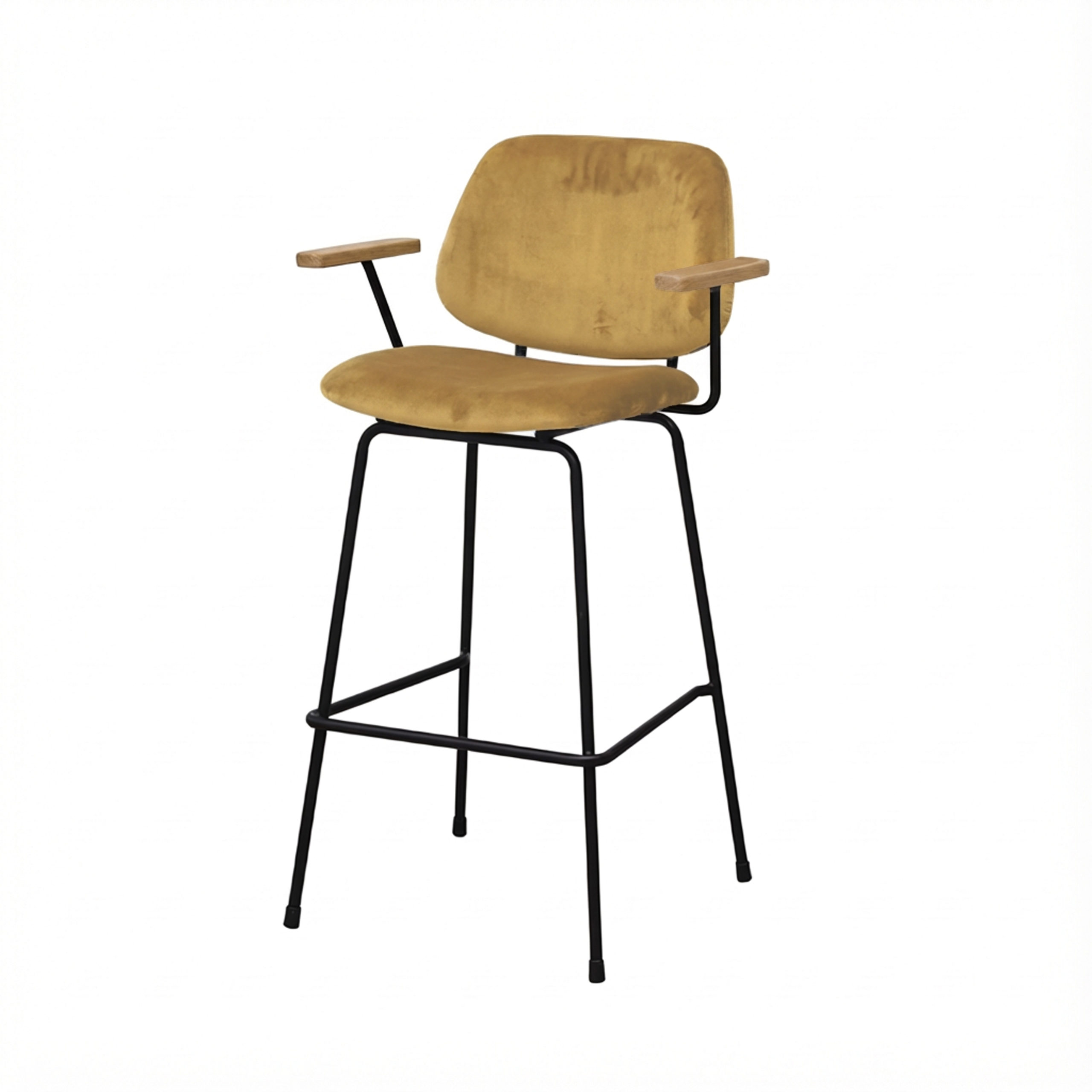 Barkruk Sarah met arm velvet goudbruin