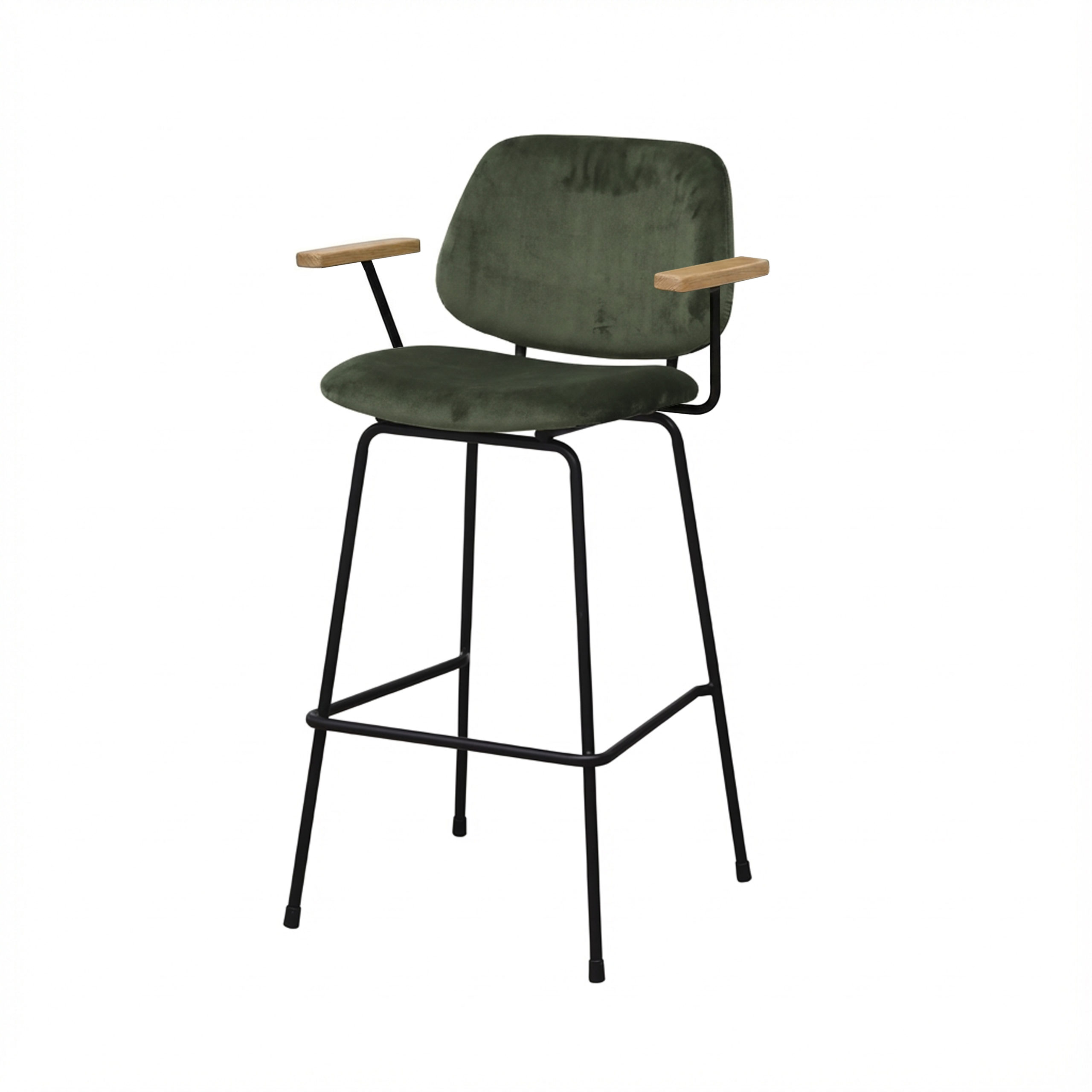 Barkruk Sarah met arm velvet legergroen