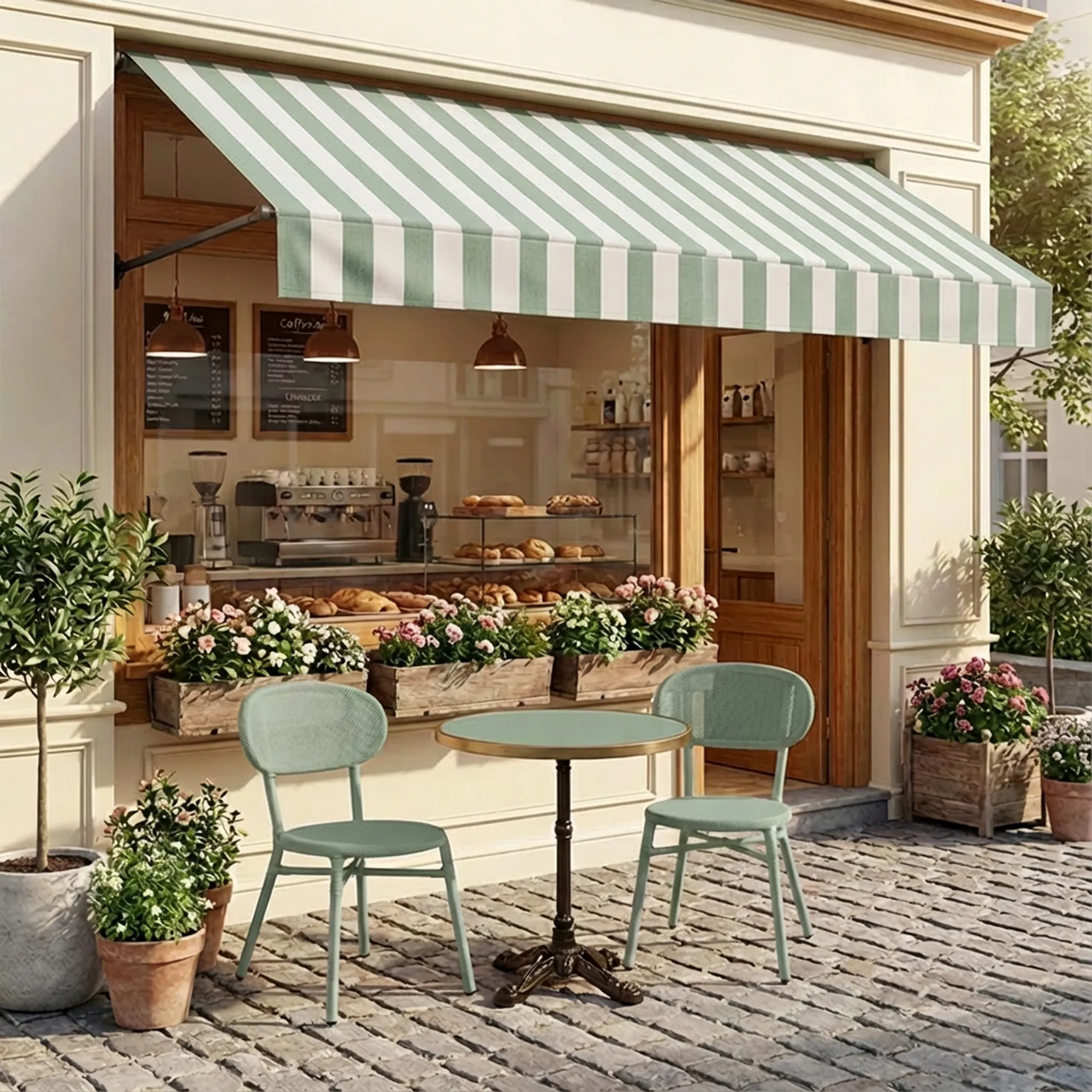 Ton sur Ton terras groen Terrastafelblad Groen met messing rand