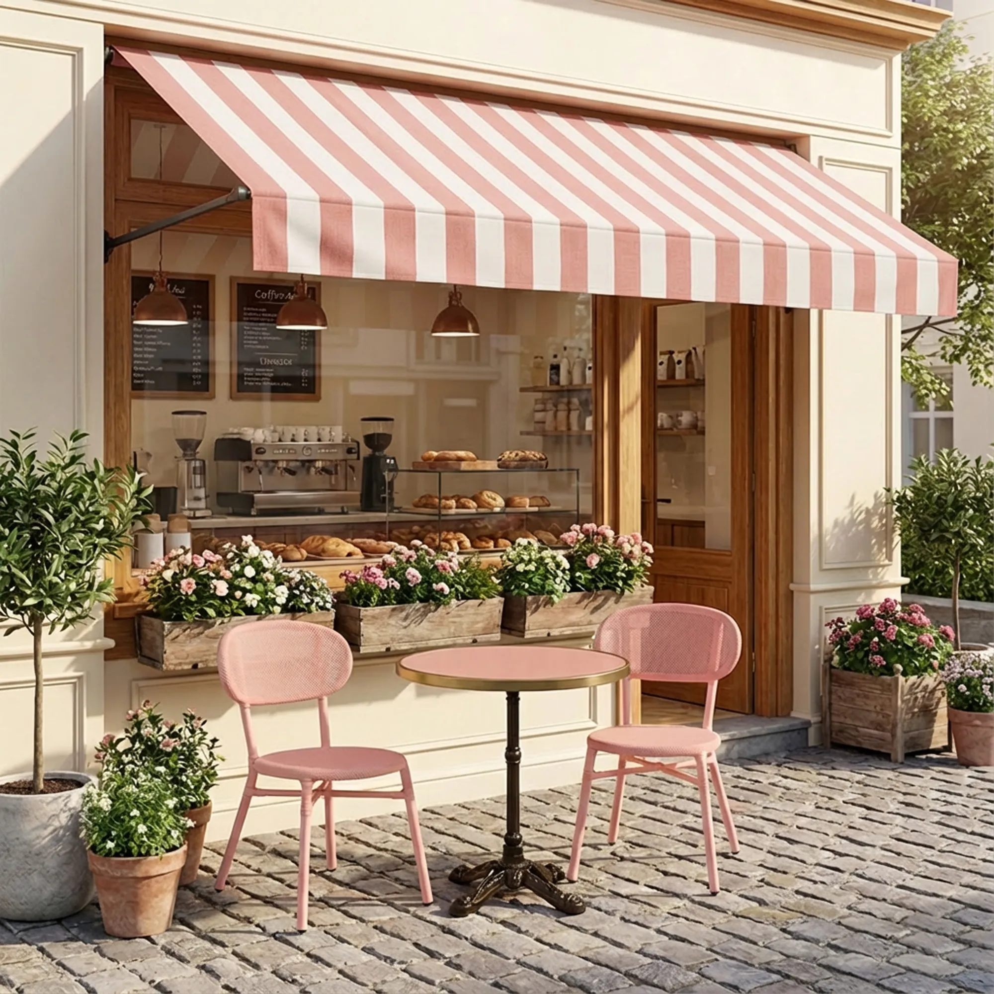 Ton sur Ton terras roze Terrastafelblad Roze met messing rand