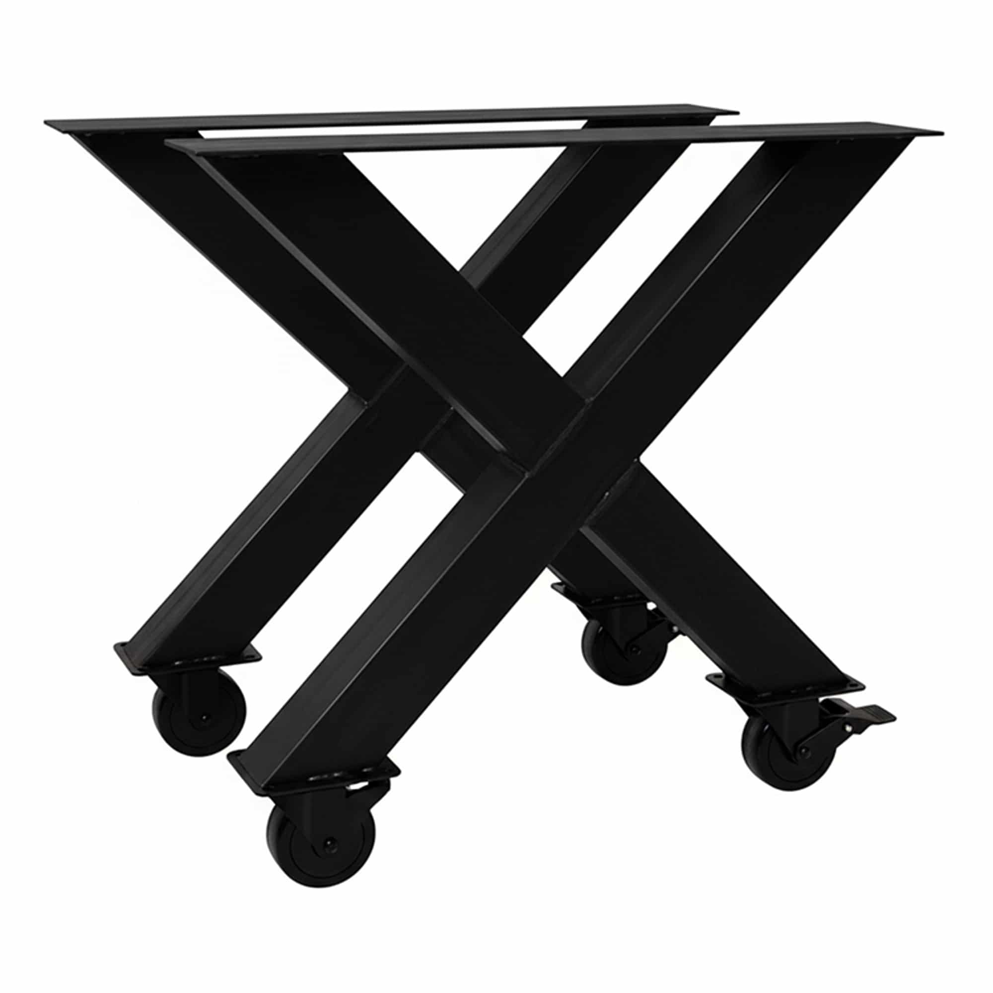 Stalen onderstel X-poot met wielen